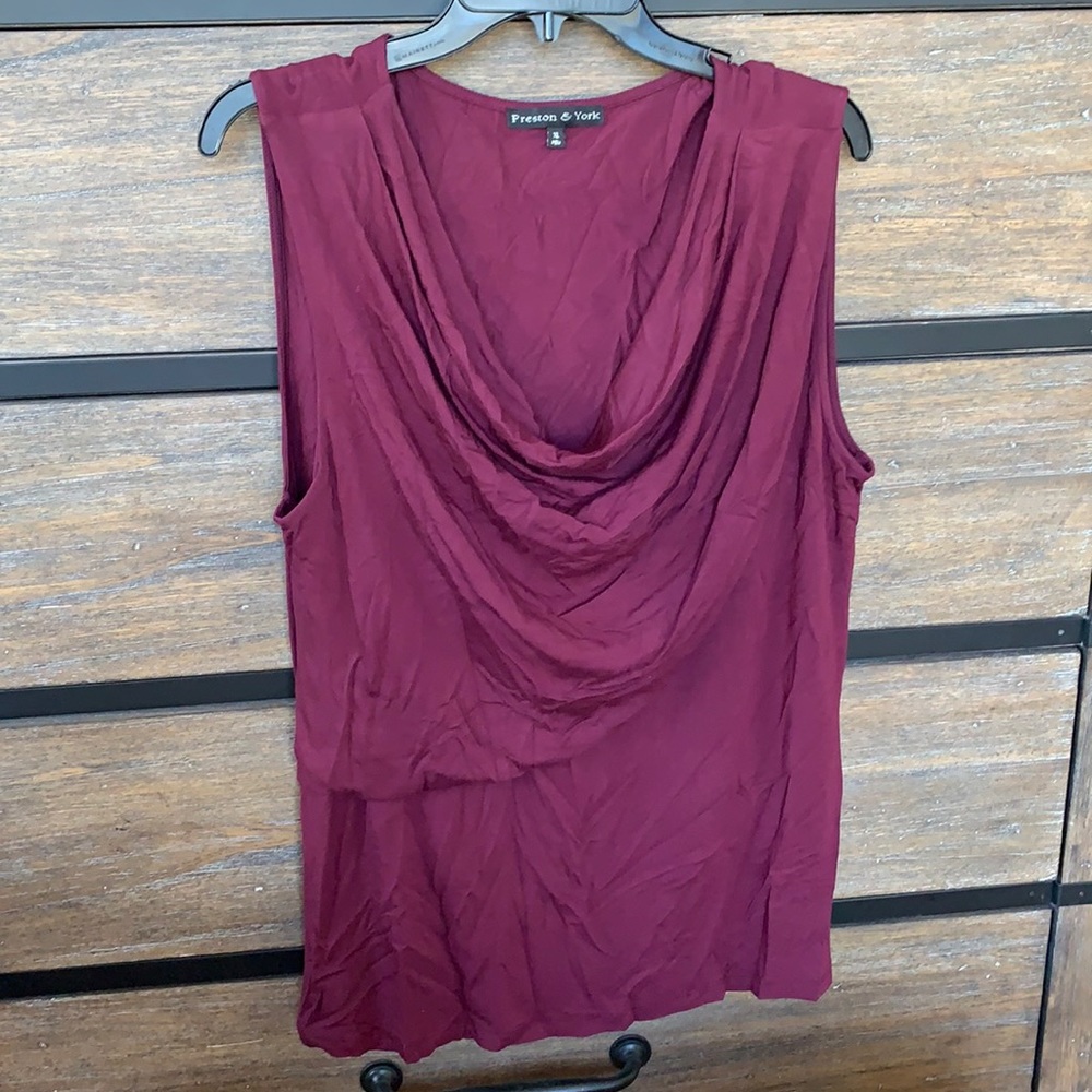 Draped neck sleeveless top
